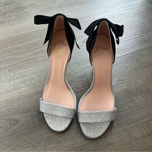 J. Crew Women's Glitter Silver & Black Heels | US 7.5